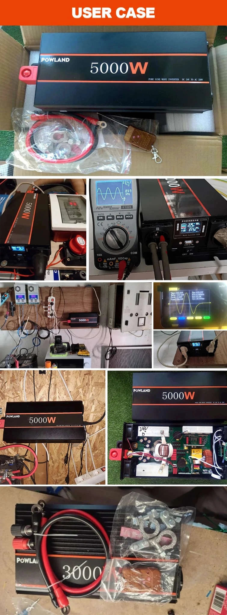 Pure Sine Wave Power Inverter 12V/24V to 220V with Remote Control-12V 3000W EU / Poland