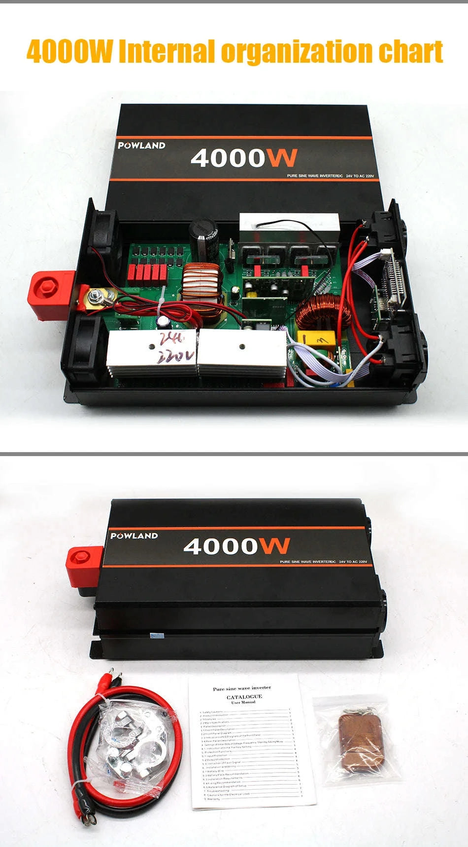Pure Sine Wave Power Inverter 12V/24V to 220V with Remote Control-12V 3000W EU / Poland