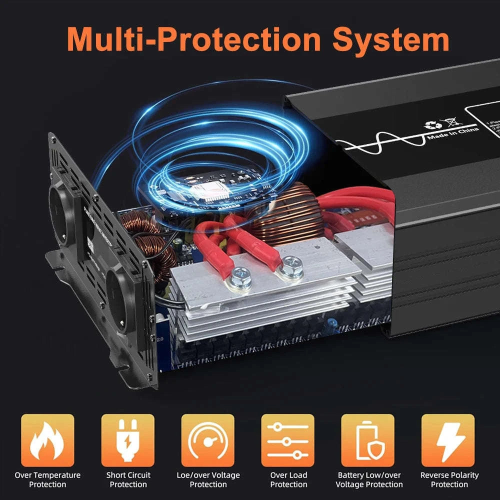 Pure Sine Wave Power Inverter 12V DC to 220V AC-12V 5000W