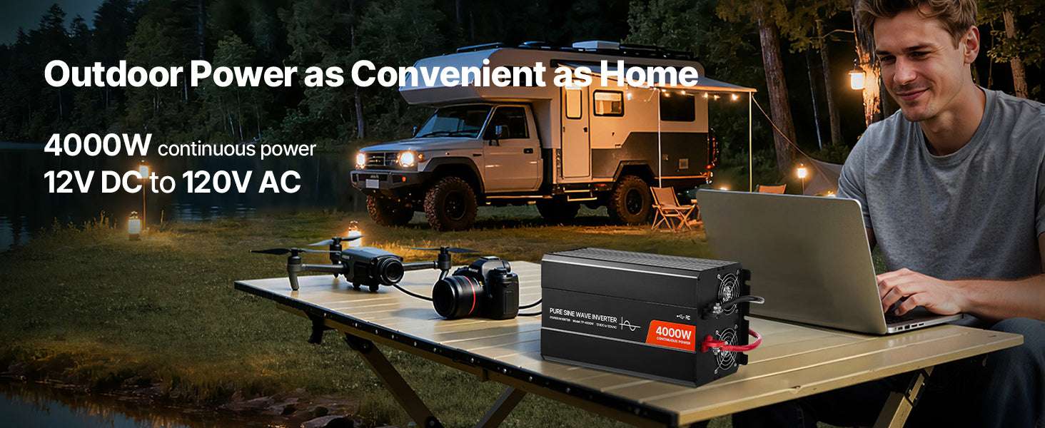 Pure Sine Wave Power Inverter 12V to 120V 1500W/4000W with USB & AC-4000W / United States