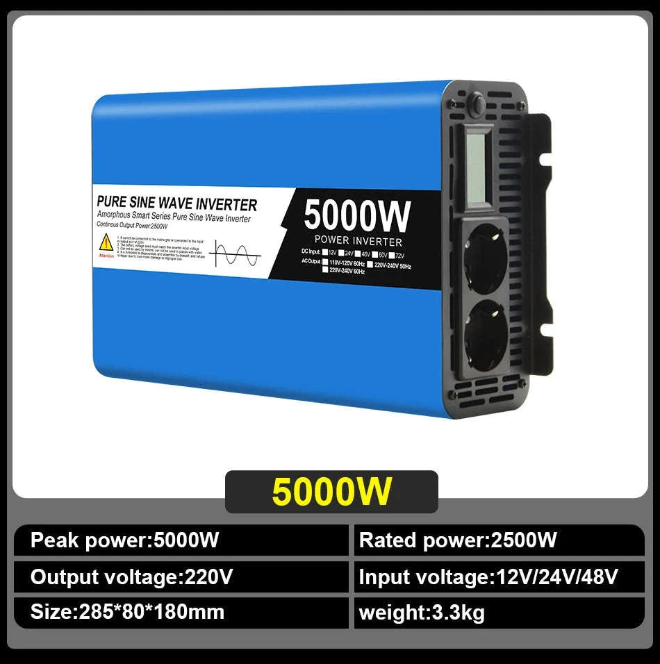 Pure Sine Wave Power Inverter 12V to 220V 5000W-8000W-12V / Poland