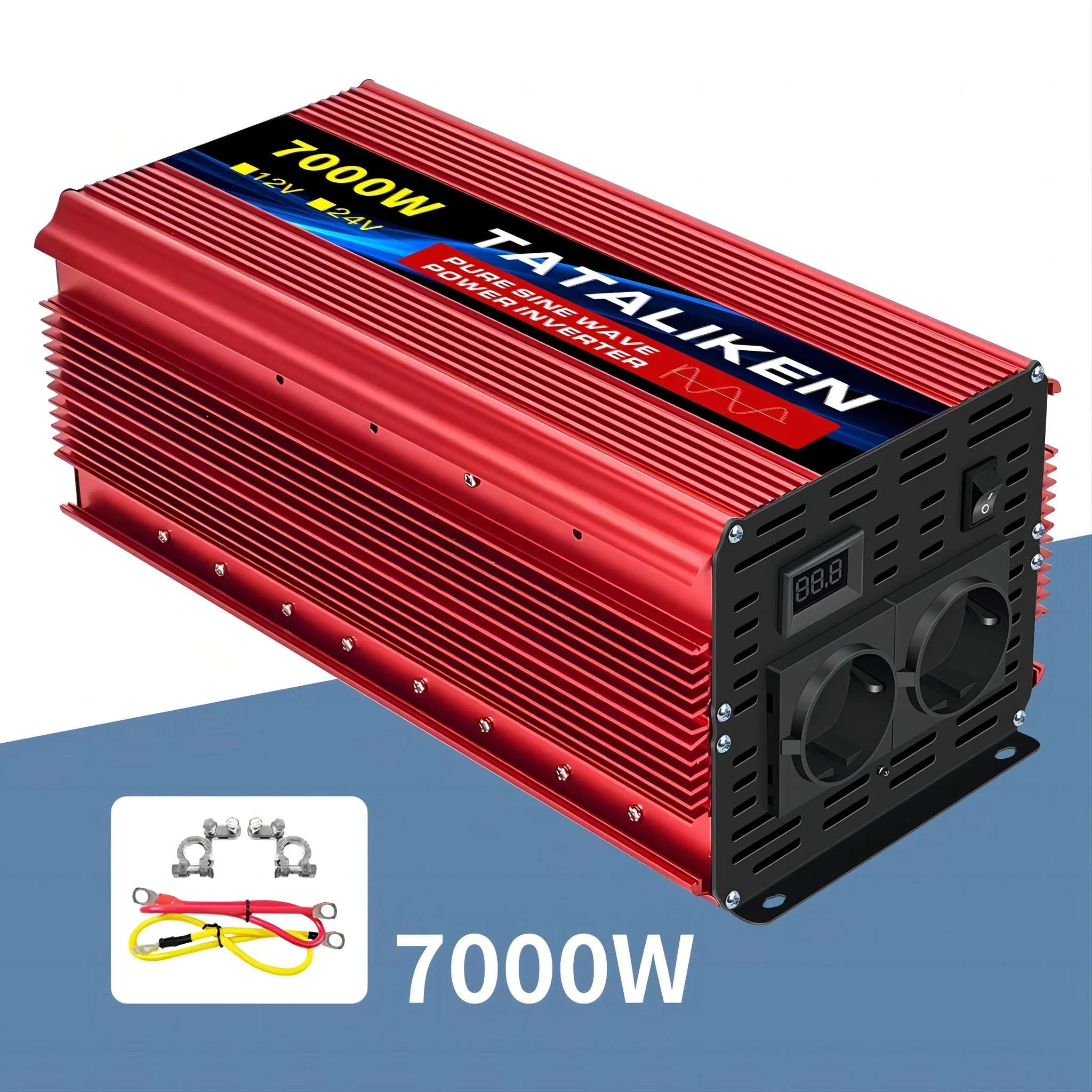 Pure Sine Wave Power Inverter 12V to 220V EU Socket-12V2200W 50HZ EU