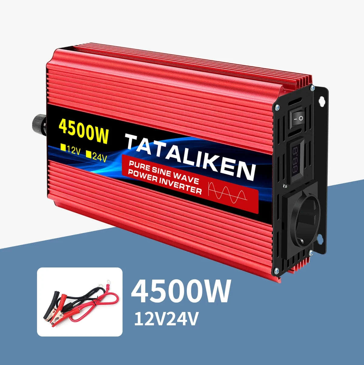 Pure Sine Wave Power Inverter 12V to 220V EU Socket-12V2200W 50HZ EU