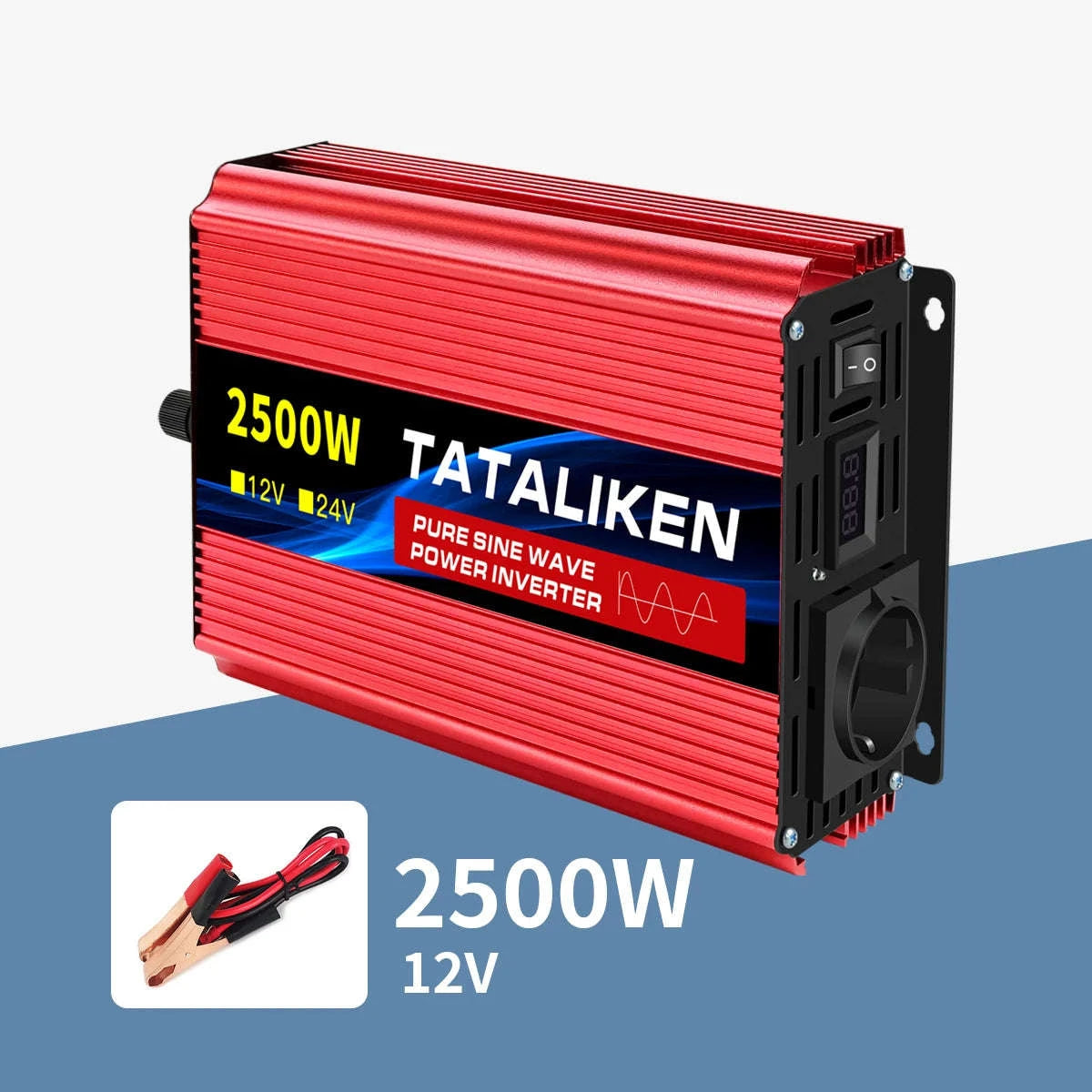 Pure Sine Wave Power Inverter 12V to 220V EU Socket-12V2200W 50HZ EU