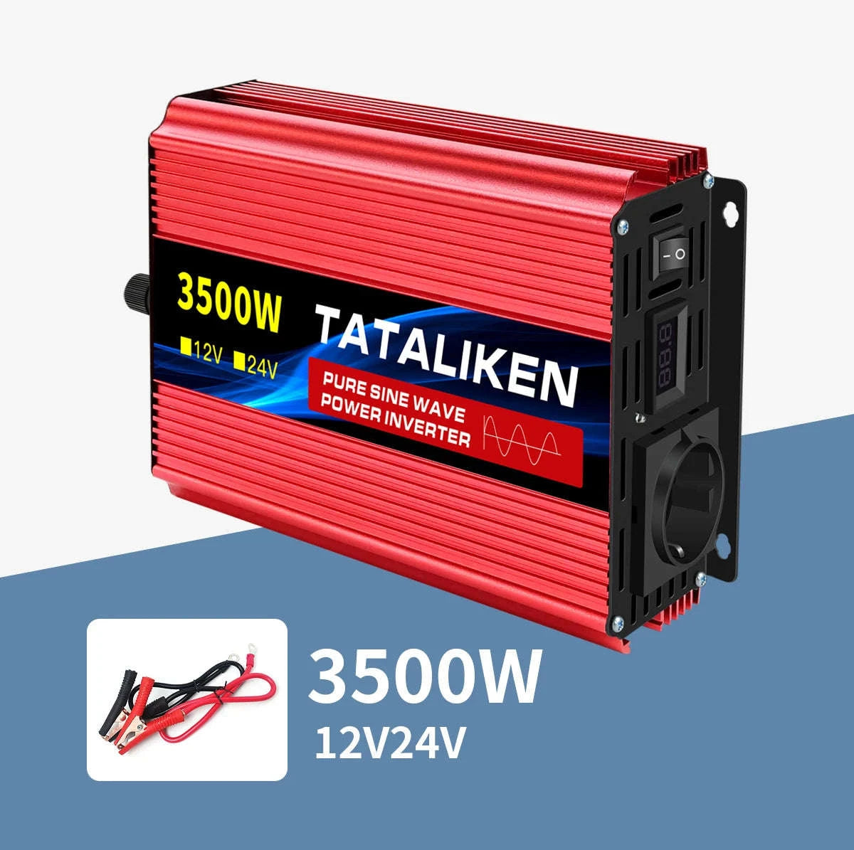 Pure Sine Wave Power Inverter 12V to 220V EU Socket-12V2200W 50HZ EU