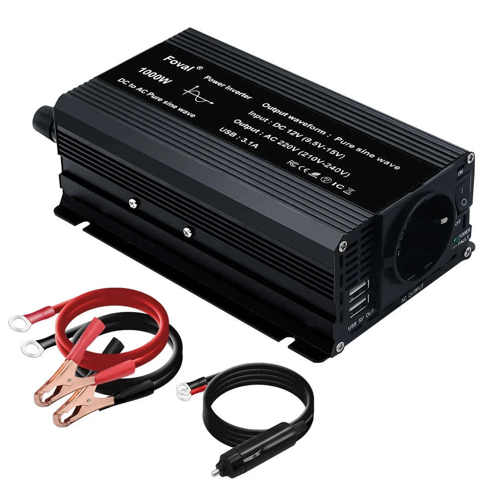 Pure Sine Wave Power Inverter 12V to 220V with EU Socket-3000W Universal 50Hz