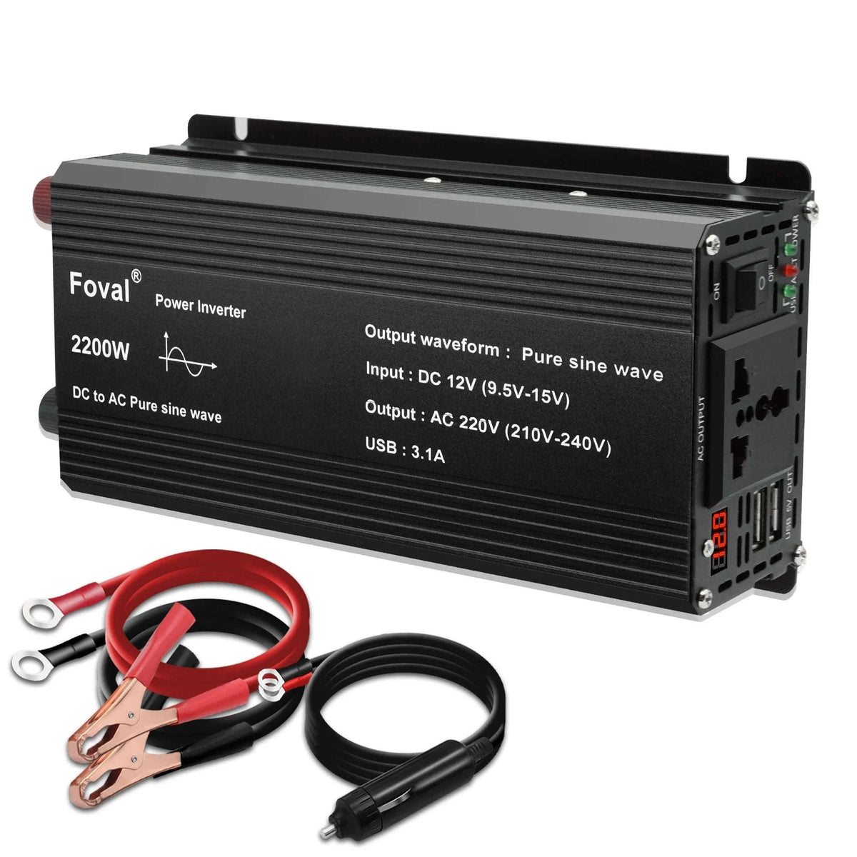 Pure Sine Wave Power Inverter 12V to 220V with EU Socket-3000W Universal 50Hz