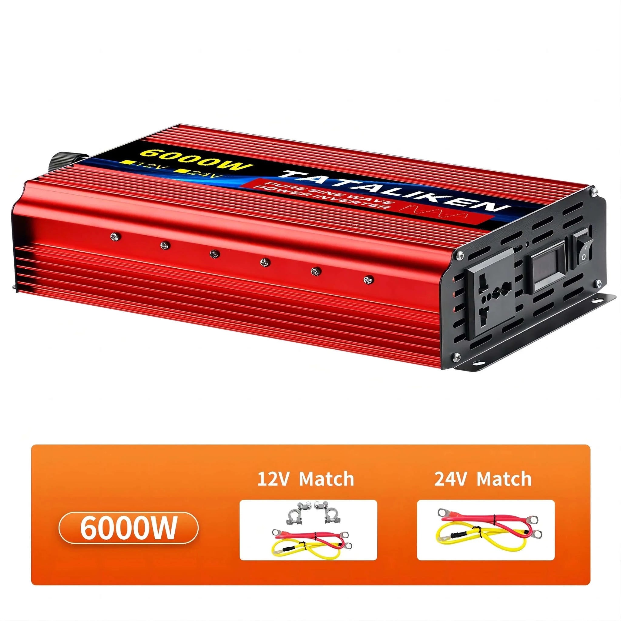 Pure Sine Wave Power Inverter Charger 12V/24V to 220V-24V4000W 220V