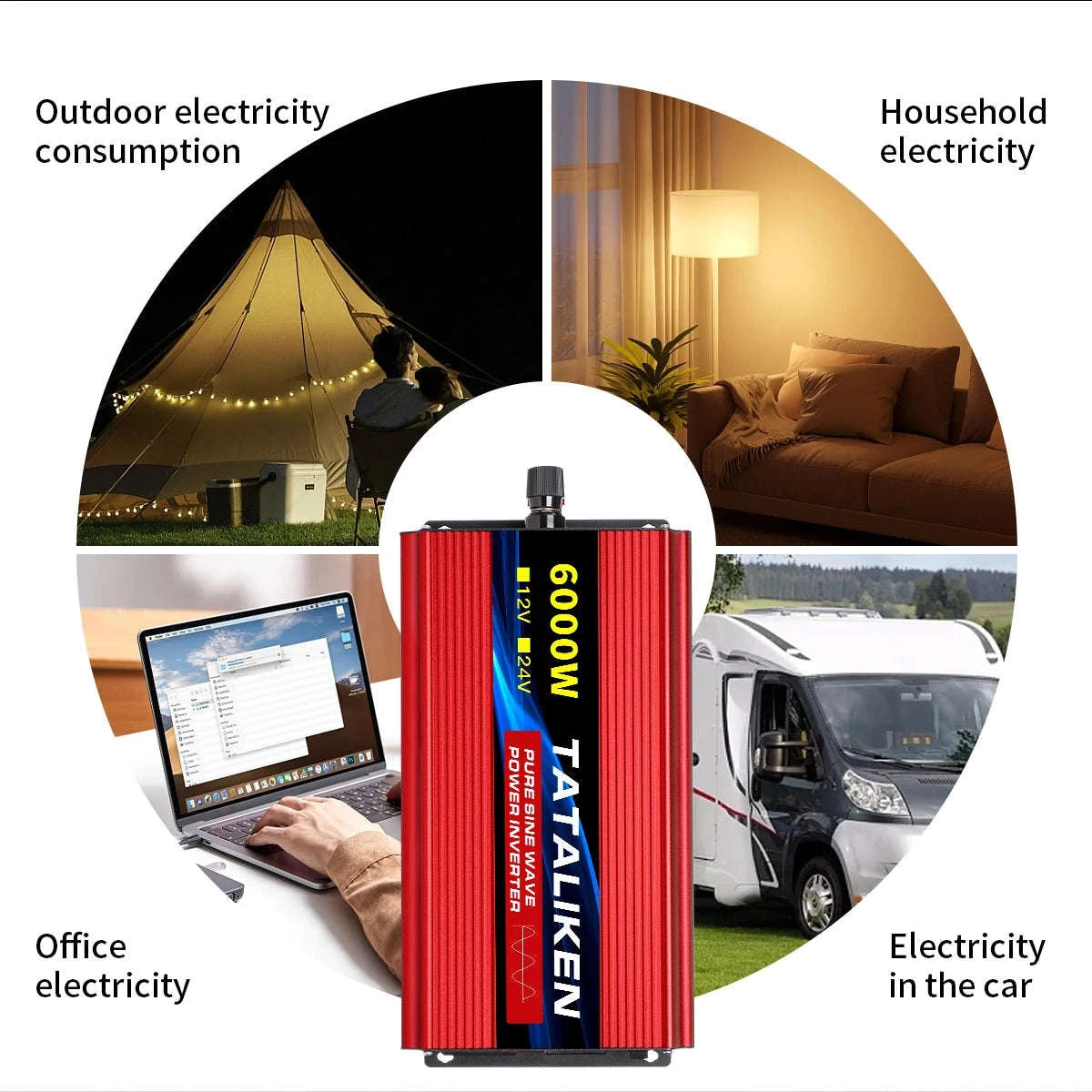 Pure Sine Wave Power Inverter Charger 12V/24V to 220V-24V4000W 220V