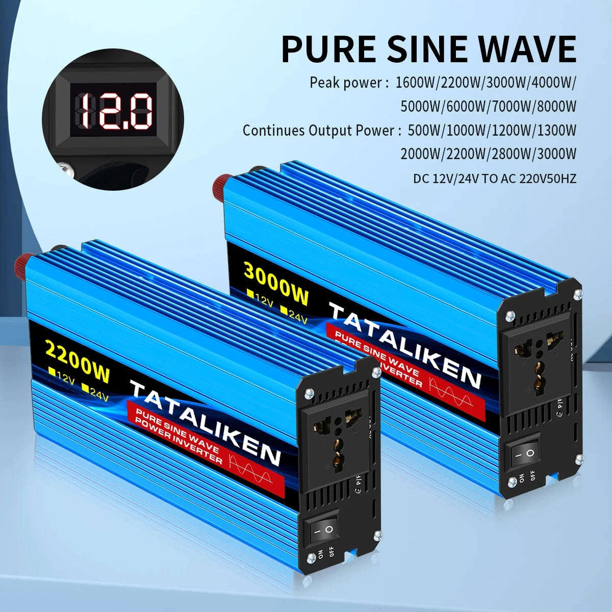 Pure Sine Wave Power Inverter Charger 12V/24V to 220V-24V4000W 220V