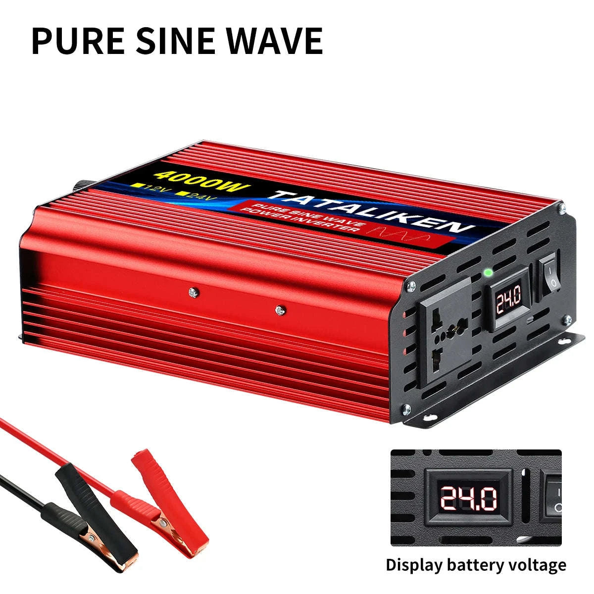 Pure Sine Wave Power Inverter Charger 12V/24V to 220V-24V4000W 220V
