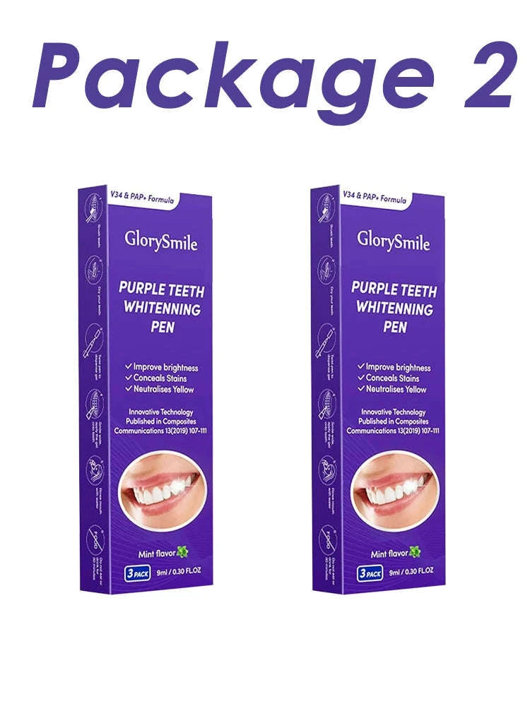Purple Instant Teeth Whitening Pen for a Brighter, Whiter Smile-2 Pcs
