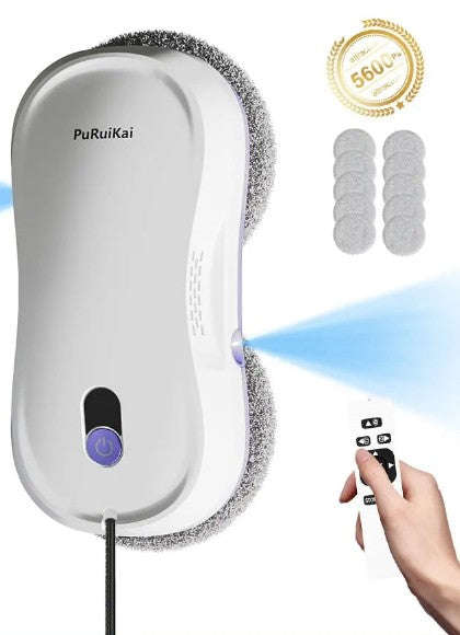 PuRuiKai Window Cleaning Robot with Dual Nozzles-WHITE / EU / france|Yes