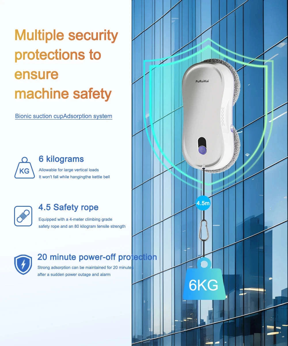 PuRuiKai Window Cleaning Robot with Dual Nozzles-WHITE / EU / france|Yes