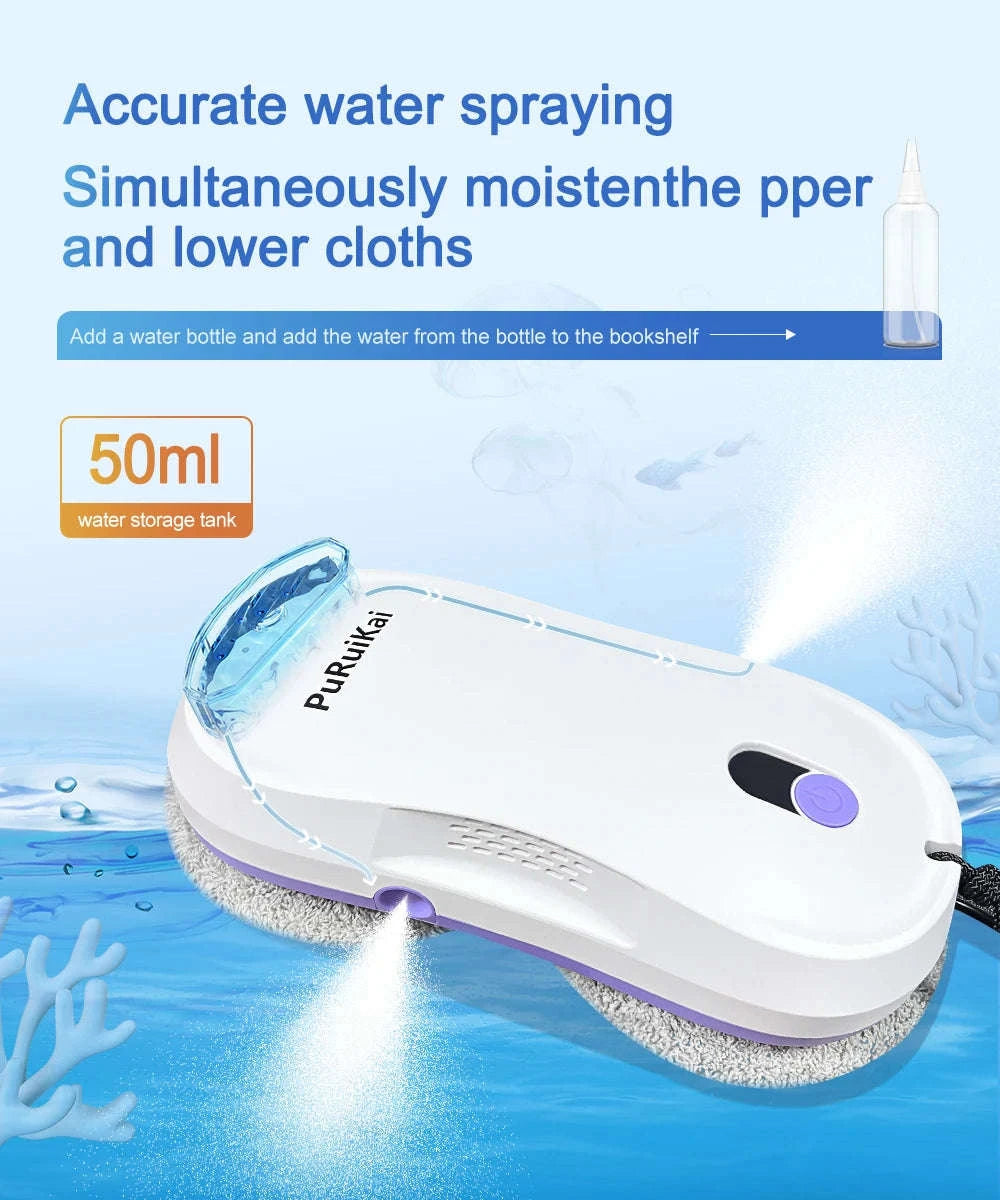 PuRuiKai Window Cleaning Robot with Dual Nozzles-WHITE / EU / france|Yes
