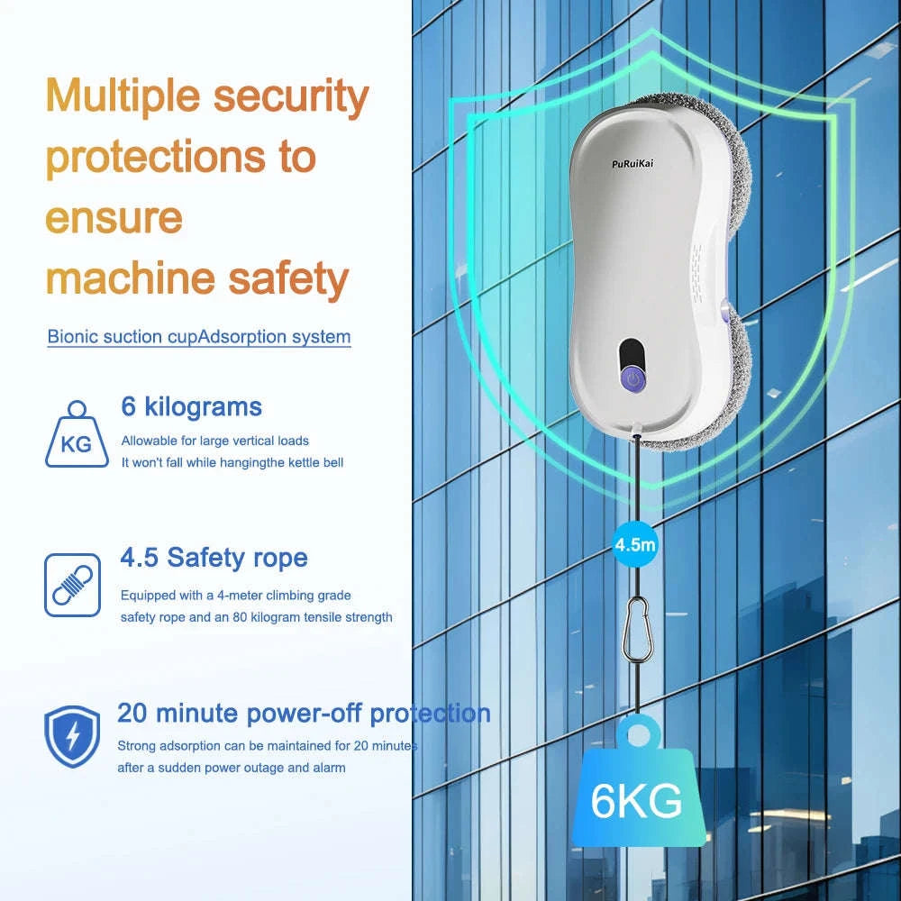 PuRuiKai Window Cleaning Robot with Dual Nozzles-WHITE / EU / france|Yes