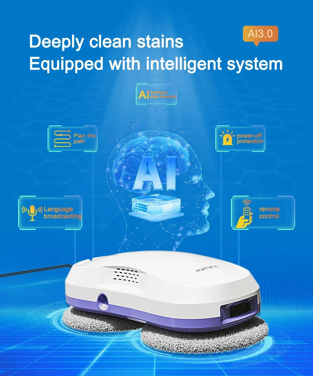 PuRuiKai Window Cleaning Robot with Dual Nozzles-WHITE / EU / france|Yes