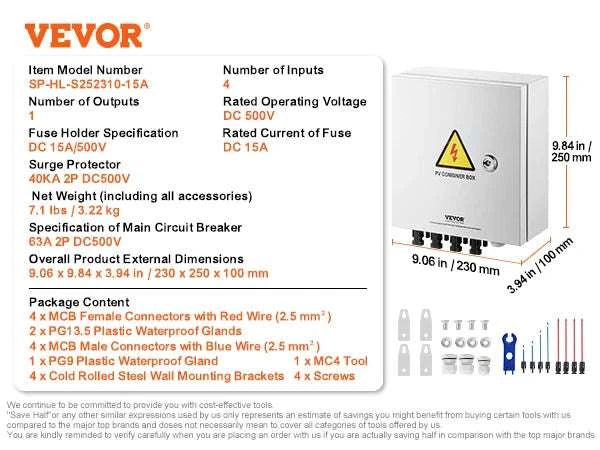 PV Combiner Box 4/6 String Solar Panel System with DC Protection-6 String 10A Steel / Poland