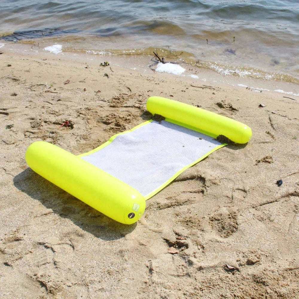 PVC Inflatable Floating Row Water Hammock Lounger-Fluorescent green
