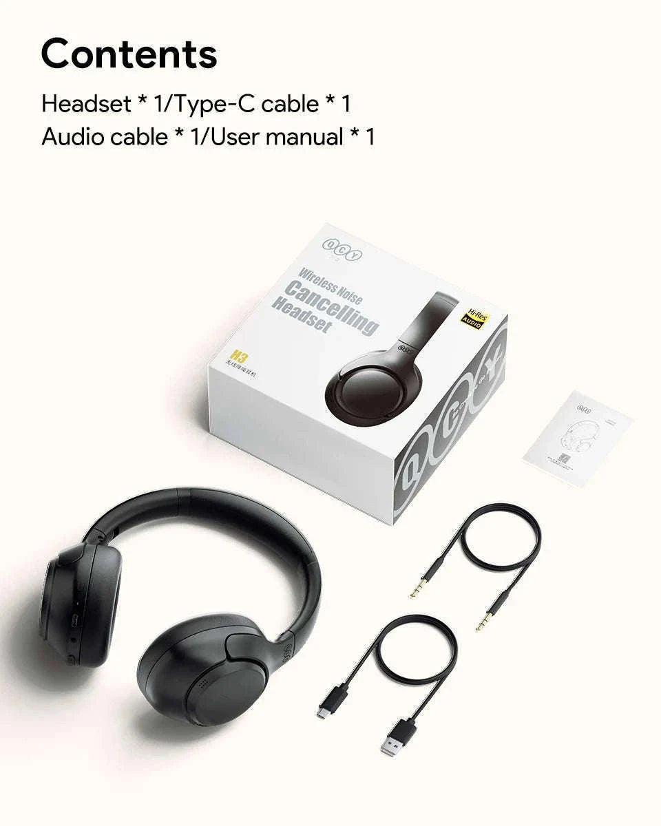 QCY H3 ANC Wireless Headphones with Hi-Res Sound-H3-Bluegrey / spain