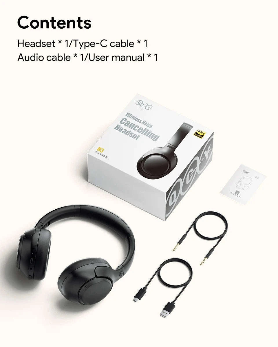 QCY H3 ANC Wireless Headphones with Hi‑Res Sound-H3-Bluegrey / spain