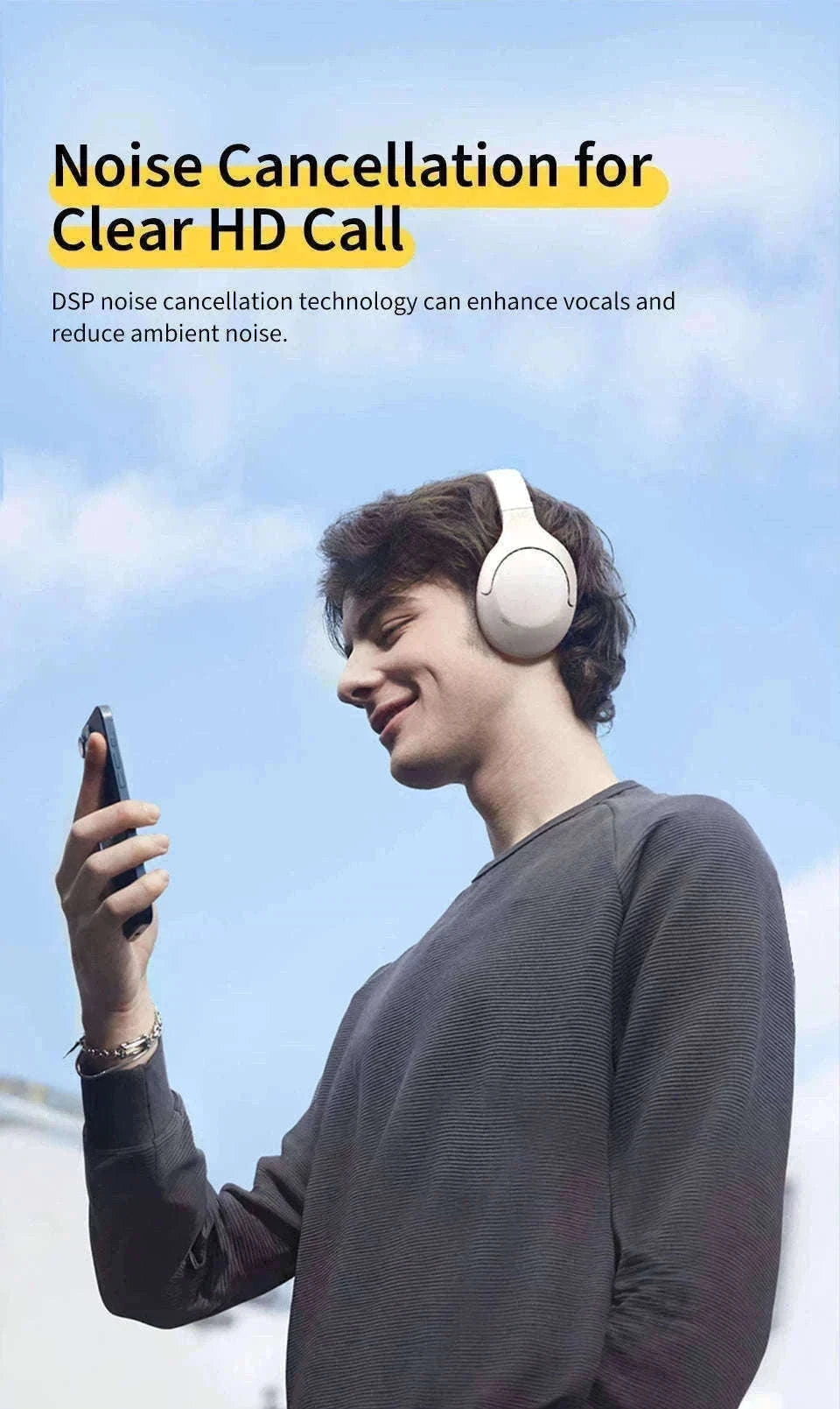 QCY H3 Lite ANC Wireless Headphones for Focus and Comfort-H3 Lite-BLACK / spain
