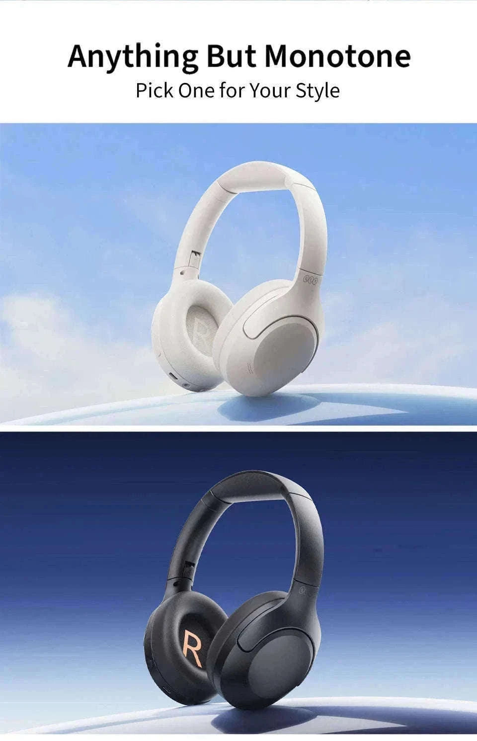 QCY H3 Lite ANC Wireless Headphones for Focus and Comfort-H3 Lite-BLACK / spain