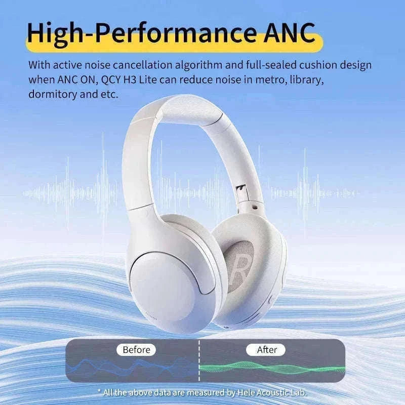 QCY H3 Lite ANC Wireless Headphones for Focus and Comfort-H3 Lite-BLACK / spain