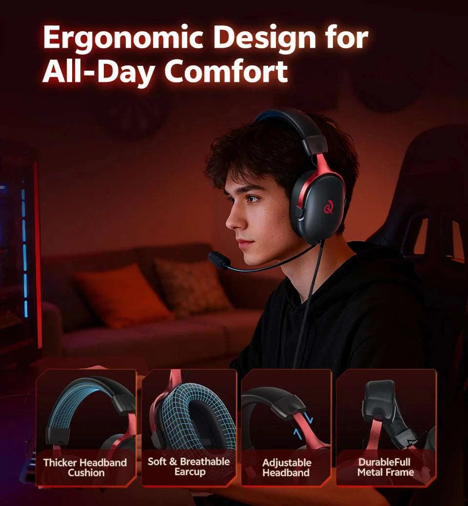 QCY VN200 Pro Wired Gaming Headset with 7.1 Sound & Mic-BLACK