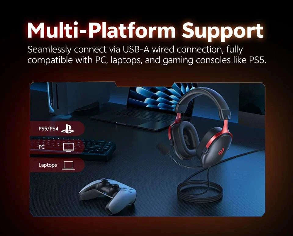 QCY VN200 Pro Wired Gaming Headset with 7.1 Sound & Mic-BLACK