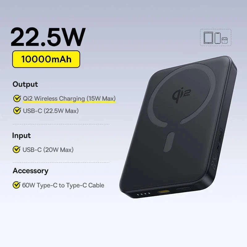 Qi2 Magnetic Power Bank 10000mAh 15W Wireless Charging 22.5W Wired Charge-Qi2.2 25W New / 10000mAh / China Mainland