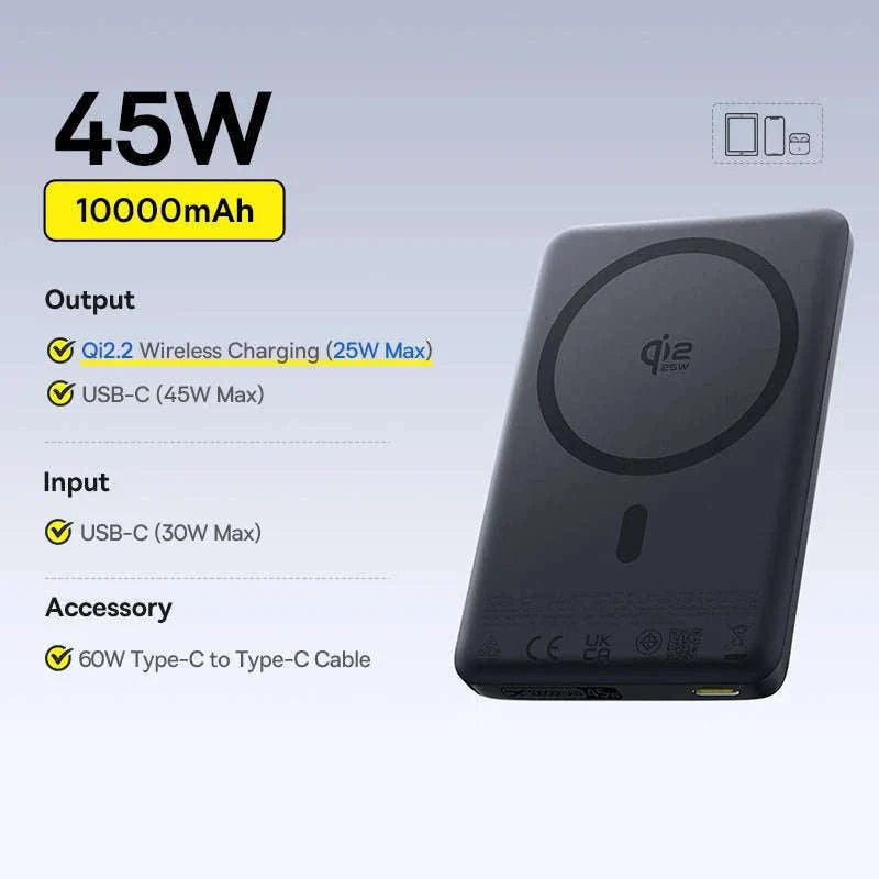 Qi2 Magnetic Power Bank 10000mAh 15W Wireless Charging 22.5W Wired Charge-Qi2.2 25W New / 10000mAh / China Mainland