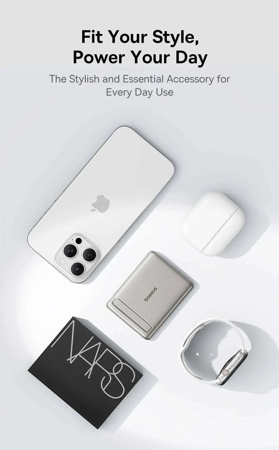 Qi2 Magnetic Power Bank with Kickstand 5000mAh-Titanium / 5000mAh / China Mainland