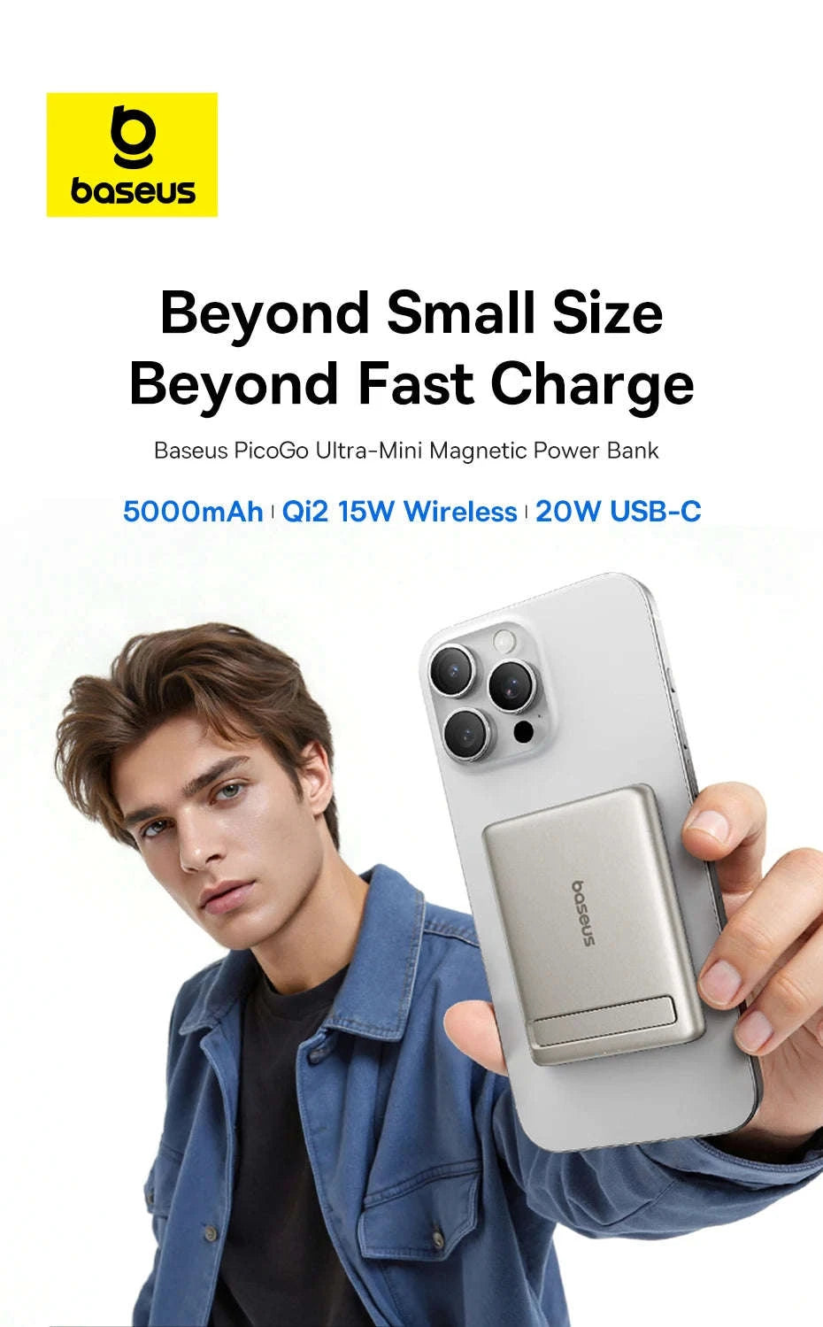 Qi2 Magnetic Power Bank with Kickstand 5000mAh-Titanium / 5000mAh / China Mainland