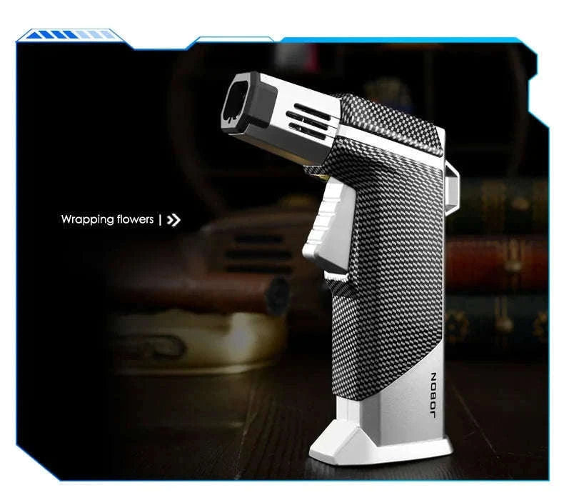 Quad Flame Refillable Butane Torch Lighter with Adjustable Jet Flame-Pattern Four Flame