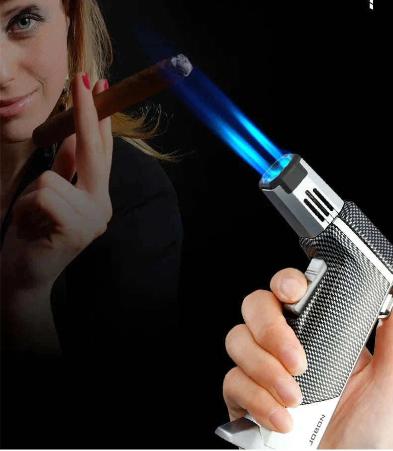 Quad Flame Refillable Butane Torch Lighter with Adjustable Jet Flame-Pattern Four Flame