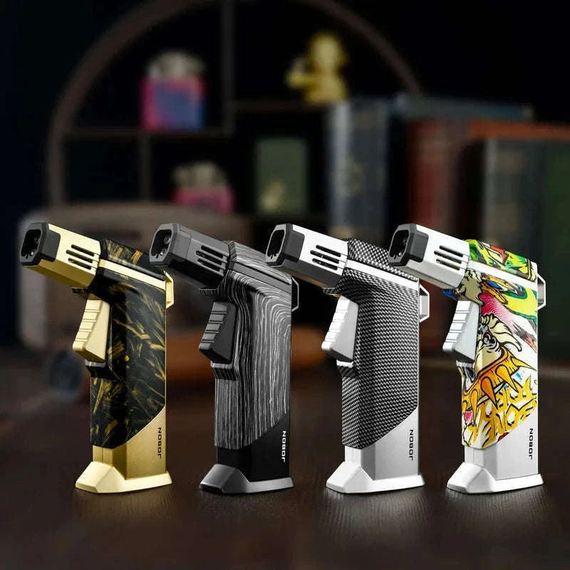 Quad Flame Refillable Butane Torch Lighter with Adjustable Jet Flame-Pattern Four Flame
