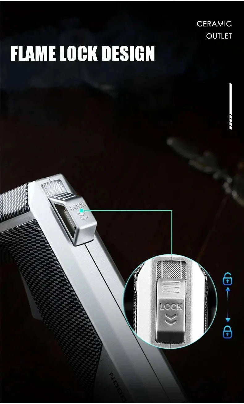 Quad Flame Refillable Butane Torch Lighter with Adjustable Jet Flame-Pattern Four Flame