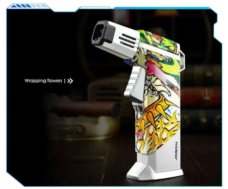 Quad Flame Refillable Butane Torch Lighter with Adjustable Jet Flame-Pattern Four Flame