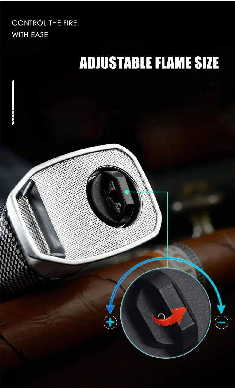 Quad Flame Refillable Butane Torch Lighter with Adjustable Jet Flame-Pattern Four Flame