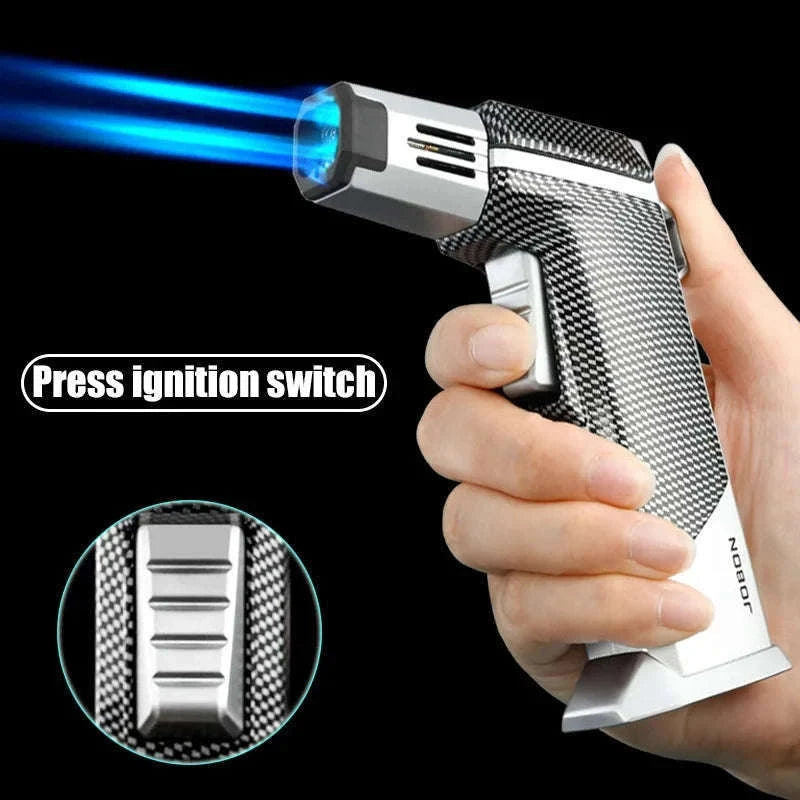 Quad Flame Refillable Butane Torch Lighter with Adjustable Jet Flame-Pattern Four Flame