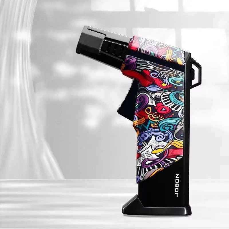 Quad Flame Refillable Butane Torch Lighter with Adjustable Jet Flame-Pattern Four Flame