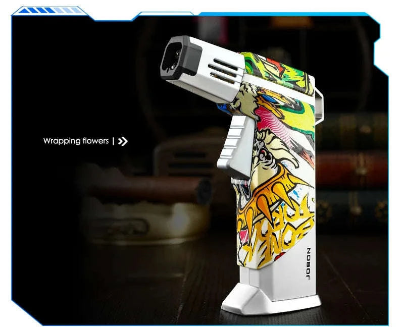 Quad Flame Refillable Butane Torch Lighter with Adjustable Jet Flame-Pattern Four Flame