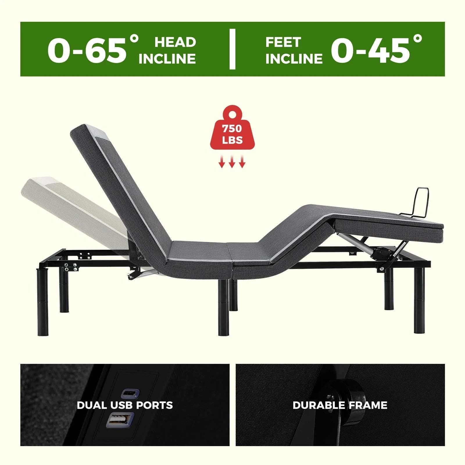 Queen Adjustable Bed Frame with Wireless Remote & Zero Gravity-Twin XL / United States