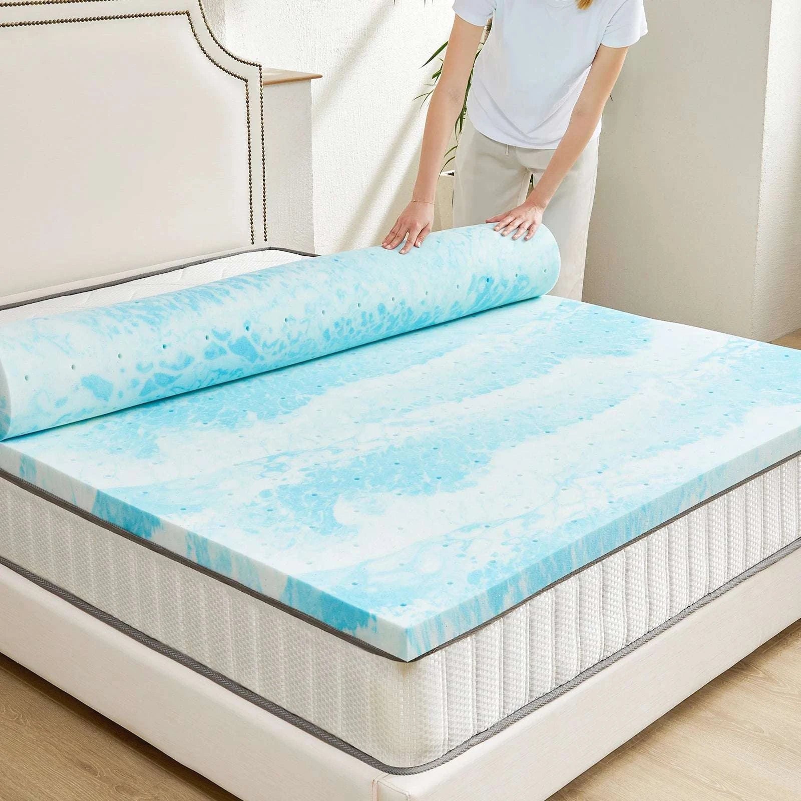 Queen Memory Foam Mattress Topper 2–3 Inch Gel Cooling Soft Bed-