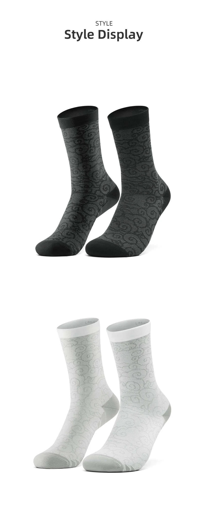 Quick-Dry Cycling Socks Knee-High Breathable Anti-Odor Comfort-490025 black / S(EUR 36-38)