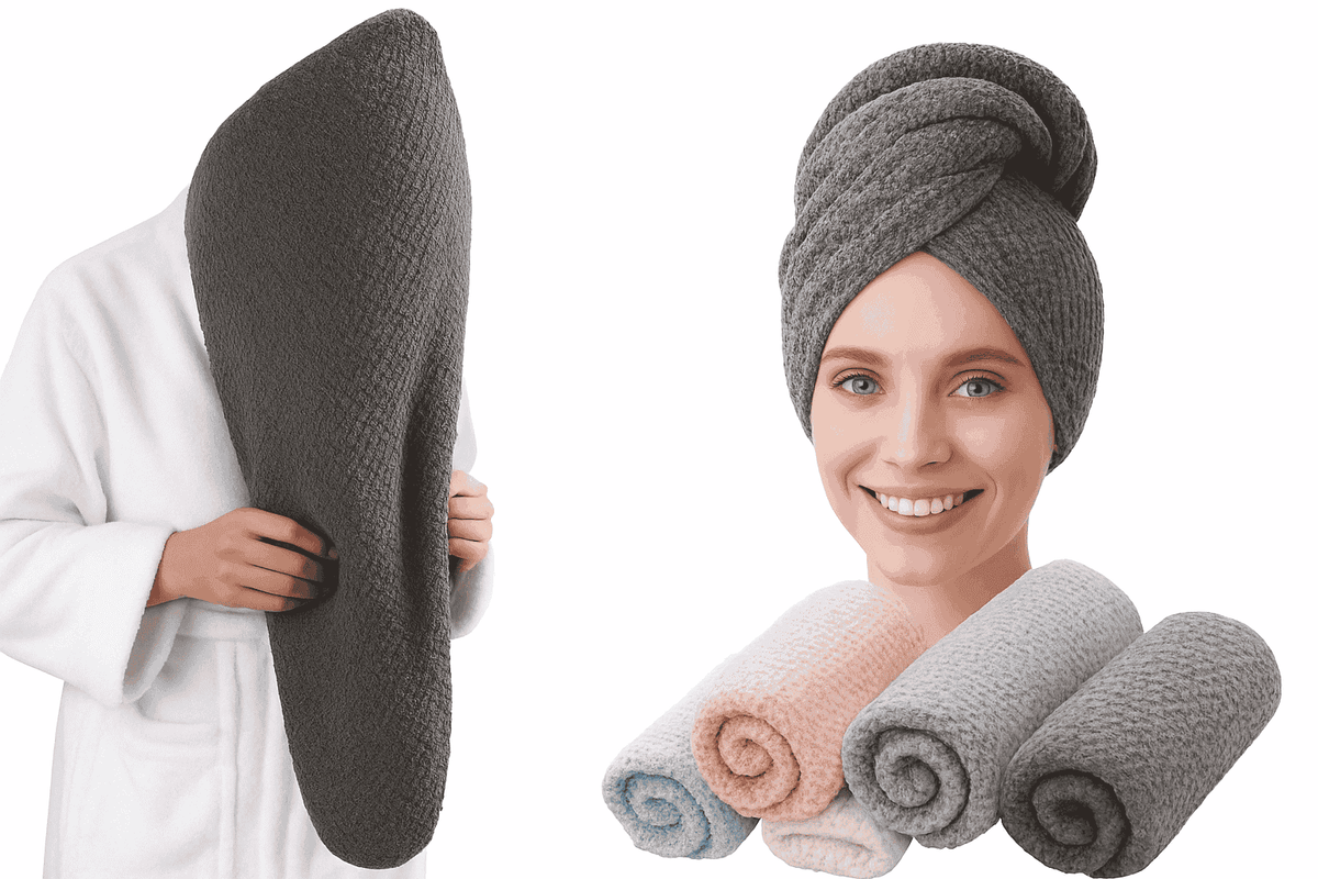 Quick-Dry Microfiber Hair Towel Wrap with Secure Button Closure-light pink
