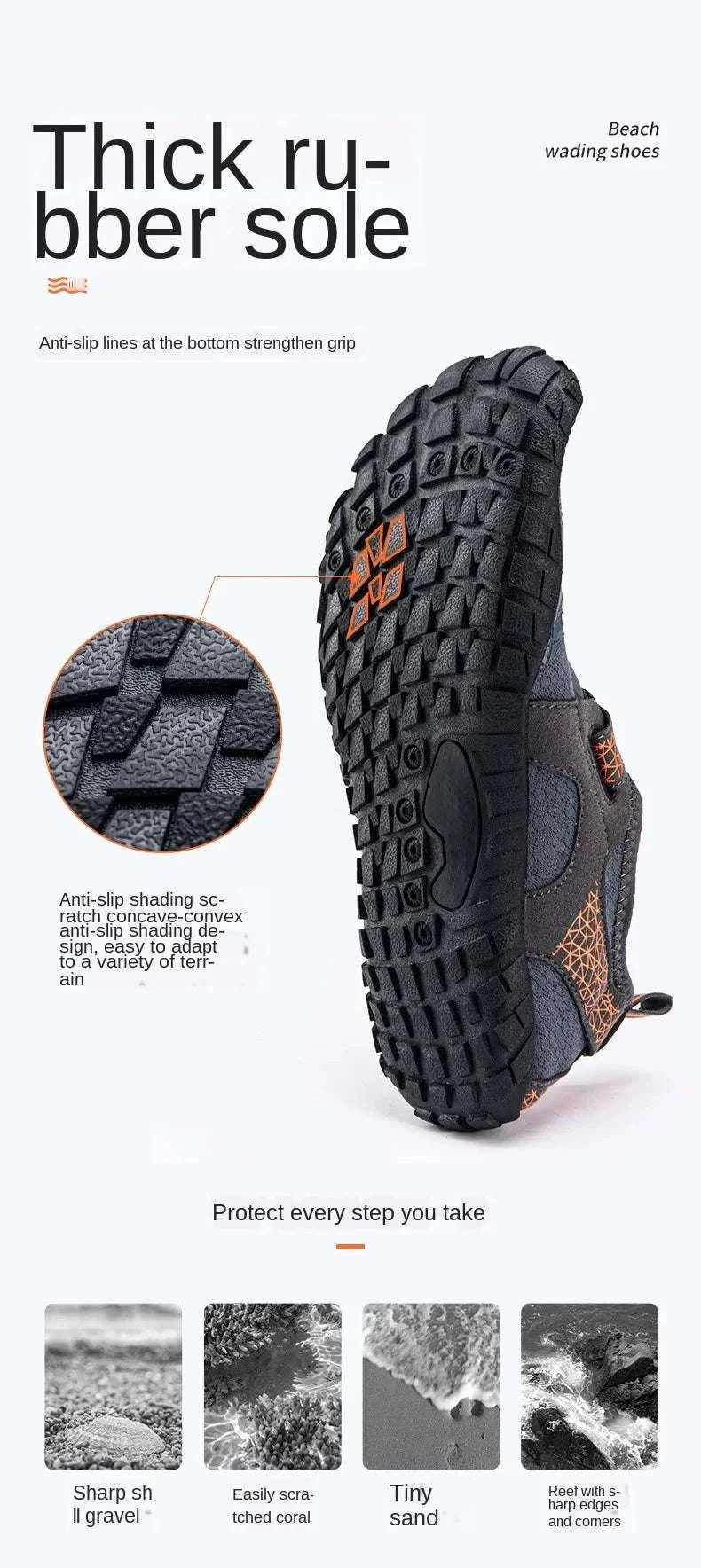 Quick-Dry Water Shoes with Non-Slip Sole for Beach & River-White / 44 / China Mainland