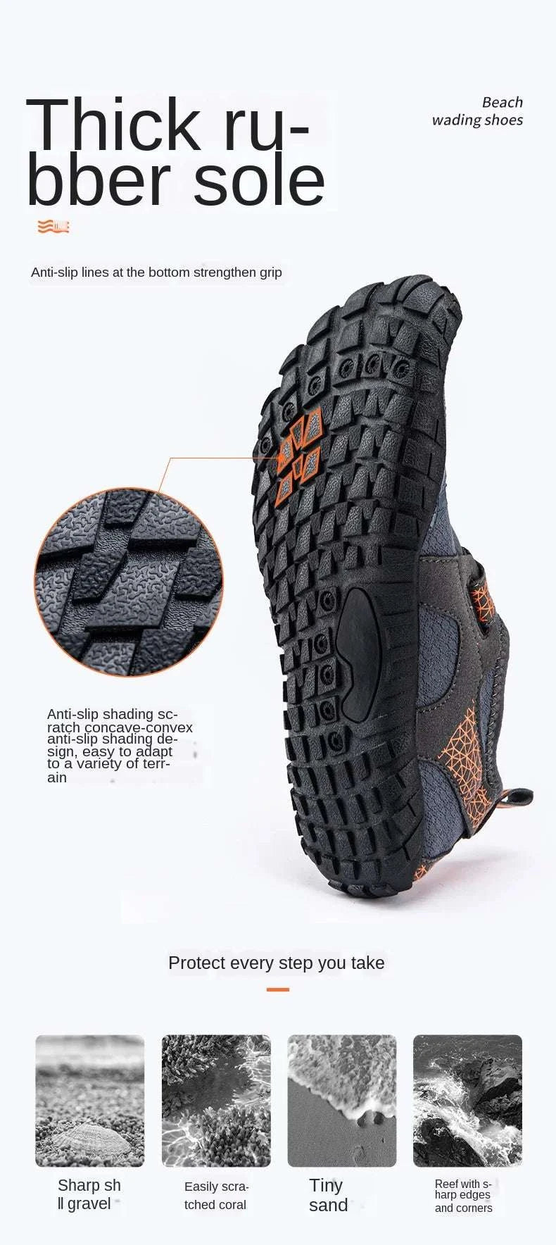 Quick-Dry Water Shoes with Non-Slip Sole for Beach & River-White / 44 / China Mainland