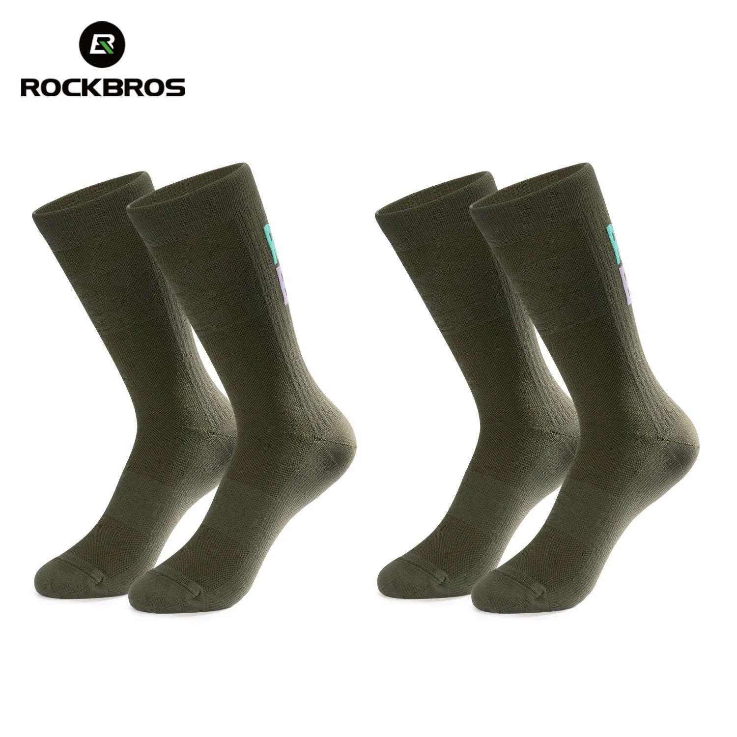 Quick-Drying Cycling Socks Breathable Knee-High Sport Socks 2 Pairs-490068WTGN / L(EUR 43-46)